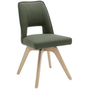 Stuhl Run in olive, Gestell aus Eiche