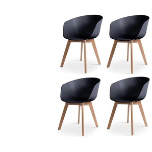 Stuhl 4er-Set - schwarz - Materialmix - 55 cm - 76 cm | Möbel Kraft