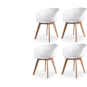 Stuhl 4er-Set - weiß - Materialmix - 55 cm - 76 cm | Möbel Kraft