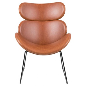 Stuhl ACTONA GROUP Cazar Loungesessel Stühle Gr. B/H/T: 69 cm x 78,5 cm x 78,5 cm, Kunstleder, Stahl, braun (braun, schwarz) Kufenstuhl Esszimmerstuhl Küchenstühle