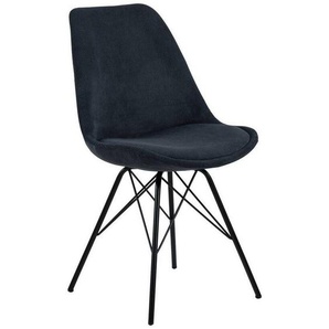 Stuhl, Anthrazit, Schwarz, Metall, Textil, rund, 48.5x85.5x54 cm, Reach, Esszimmer, Stühle, Esszimmerstühle, Vierfußstühle
