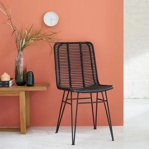 Stuhl aus Rattan und Metall schwarz