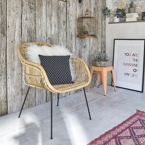 Stuhl aus Rattan und Metall