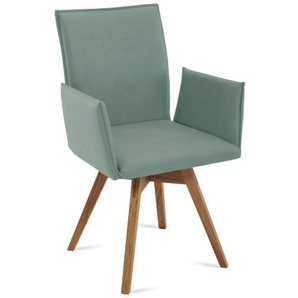 Stuhl Calimera mit Armlehnen in mint, Holzfüße in Wildeiche Samtöl