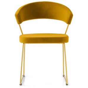 Stuhl CONNUBIA New York CB1022-LH Stühle Gr. B/H/T: 57 cm x 75,5 cm x 52 cm, 2 St., Metall, gelb (zitronengelb, messingfarben) connubia mit ergonomischem gepolstertem Sitz