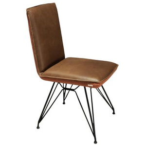 Stuhl Dinning System aus Leder in Muskat