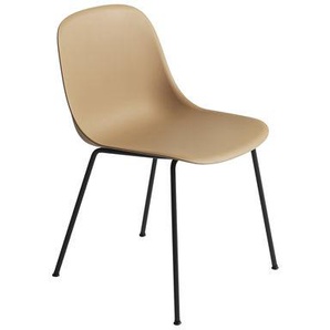 Stuhl Fiber plastikmaterial gelb / Beine Metall - Recycling-Kunststoff - Muuto - Gelb