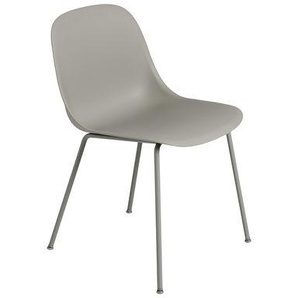 Stuhl Fiber plastikmaterial grau / Beine Metall - Recycling-Kunststoff - Muuto - Grau