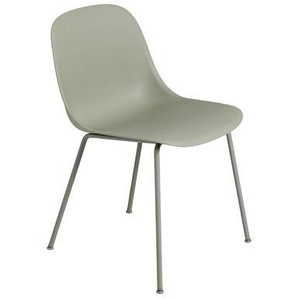 Stuhl Fiber plastikmaterial grün / Beine Metall - Recycling-Kunststoff - Muuto - Grün