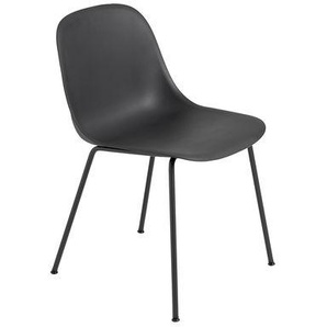 Stuhl Fiber plastikmaterial schwarz / Beine Metall - Recycling-Kunststoff - Muuto - Schwarz