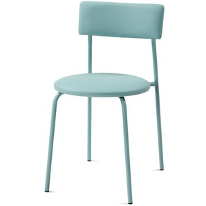 Stuhl Fly Sitz und Rückenlehne Kunstleder hellblau, Designer Perfecta, 79x42x49 cm