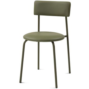 Stuhl Fly Sitz und Rückenlehne Kunstleder grün-moosgrau, Designer Perfecta, 79x42x49 cm