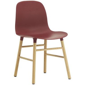 Stuhl Form plastikmaterial rot holz natur / Stuhlbeine aus Eiche - Normann Copenhagen - Holz natur