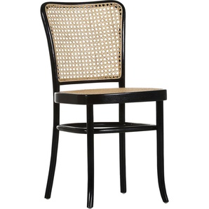 Stuhl GUTMANN FACTORY Spy Stühle Gr. B/H/T: 44 cm x 89 cm x 53 cm, schwarz (rahmen: lackiert, geflecht: beige, rahmen: lackiert) Gutmann