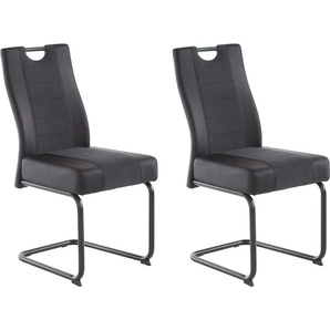Stuhl HELA Erika S Stühle Gr. B/H/T: 43 cm x 99 cm x 60 cm, 2 St., Kunstleder-Webstoff, Metall, schwarz (schwarz, anhtrazit, schwarz) Freischwinger Stühle 2 oder 4 Stück, komfortable Federkern Polsterung
