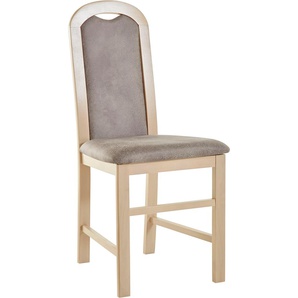 Stuhl HOME AFFAIRE Alfa Stühle Gr. B/H/T: 44 cm x 94 cm x 42 cm, 2 St., Vintage Veloursoptik, Sonoma/Grau/Taupe + Massivholz, beige (grau, taupe, natur) Holzstühle