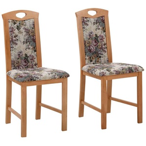 Stuhl HOME AFFAIRE Minden Stühle Gr. B/H/T: 47 cm x 93 cm x 42 cm, 2 St., Webstoff, bunt Holzstühle im rustikalen Landhausstil