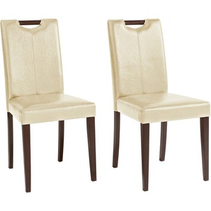 Stuhl HOME AFFAIRE Stuhlparade Stühle Gr. B/H/T: 43 cm x 92 cm x 57 cm, 2 St., Kunstleder, Beine dunkelbraun + Massivholz, beige (creme, dunkelbraun) 4-Fuß-Stuhl Esszimmerstuhl Polsterstuhl Küchenstühle Stühle in zwei unterschiedlichen Bezugsqualitäten,
