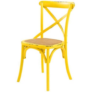 Stuhl im Used-Look in Antikoptik Xabi ¦ gelb ¦ Maße (cm): B: 50 H: 88 T: 55.0