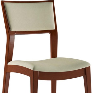 Stuhl INOSIGN DOM Stühle Gr. B/H/T: 46,5 cm x 88 cm x 55 cm, 2 St., Microfaser Veloursoptik, Massivholz, beige (beige, kirsch) 4-Fuß-Stuhl Esszimmerstuhl Polsterstuhl Küchenstühle