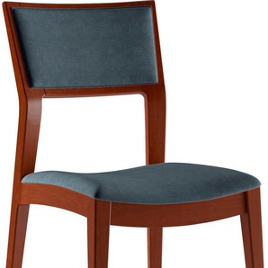 Stuhl INOSIGN DOM Stühle Gr. B/H/T: 46,5 cm x 88 cm x 55 cm, 2 St., Microfaser Veloursoptik, Massivholz, blau (jeans, kirsch) 4-Fuß-Stuhl Esszimmerstuhl Polsterstuhl Küchenstühle