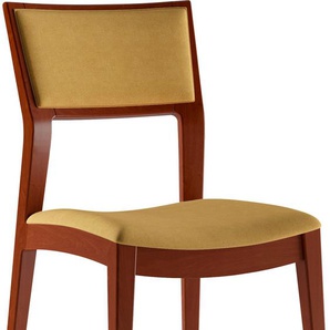 Stuhl INOSIGN DOM Stühle Gr. B/H/T: 46,5 cm x 88 cm x 55 cm, 2 St., Microfaser Veloursoptik, Massivholz, gelb (yellow, kirsch) 4-Fuß-Stuhl Esszimmerstuhl Polsterstuhl Küchenstühle