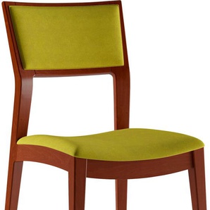 Stuhl INOSIGN DOM Stühle Gr. B/H/T: 46,5 cm x 88 cm x 55 cm, 2 St., Microfaser Veloursoptik, Massivholz, grün (green, kirsch) 4-Fuß-Stuhl Esszimmerstuhl Polsterstuhl Küchenstühle