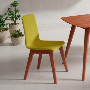 Stuhl INOSIGN Sandy Stühle Gr. B/H/T: 47 cm x 88 cm x 56 cm, 2 St., Microfaser Veloursoptik, Massivholz, gelb (yellow, kirsch) 4-Fuß-Stuhl Esszimmerstuhl Polsterstuhl Küchenstühle mit verschiedenen Stuhlbeinfarben und Farbvarianten, Sitzhöhe 47 cm