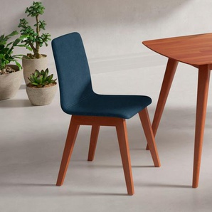 Stuhl INOSIGN Sandy Stühle Gr. B/H/T: 47 cm x 88 cm x 56 cm, 2 St., Microfaser Veloursoptik, Massivholz, blau (jeans, kirsch) 4-Fuß-Stuhl Esszimmerstuhl Polsterstuhl Küchenstühle