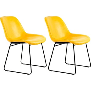 Stuhl KAYOOM Cora Stühle gelb Kufenstuhl Esszimmerstuhl Küchenstühle Stühle (2er-Set)
