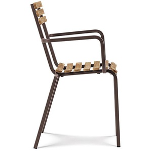 Armlehnstuhl Laren Ethimo Gestell Metall kaffeebraun silber, Designer Ethimo Design Studio, 85x55x50 cm