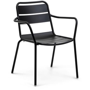 Armlehnstuhl Malaga Aluminium schwarz, 81x62x55 cm