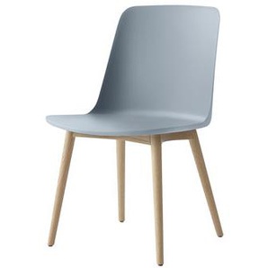 Stuhl Rely HW71 plastikmaterial blau holz natur / Recycling-Kunststoff & Holzbeine - &tradition - Holz natur