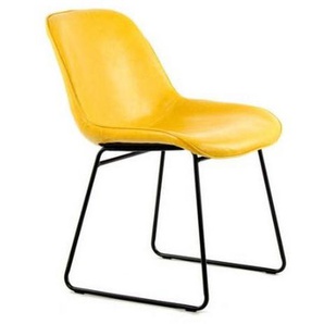 Stuhl-Set , Gelb , Metall, Leder , Lederlook , 49.5x81x64.5 cm , Esszimmer, Stühle, Esszimmerstühle, Esszimmerstühle-Set