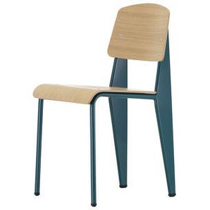 Stuhl Standard blau holz natur / Jean Prouvé, 1934 - Metall & Holz - Vitra - Holz natur