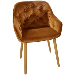 Stuhl HEINE HOME Stühle Gr. 2 St., Polyester, braun (cognac) Esszimmerstuhl Polsterstuhl Küchenstühle