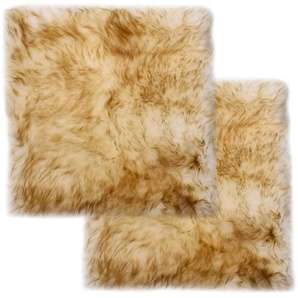 vidaXL Sitzkissen 2 Stk. Braun Melange 40x40 cm Echter Schafspelz