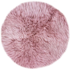 Stuhlkissen LUXOR LIVING Lammfell Dekokissen_Sitzkissen_Kissenhüllen Gr. Lammfell, rosa Stuhlkissen Kopfkissen Sitzauflage, Sitzfell, rund, Ø 34 cm, echtes Lammfell