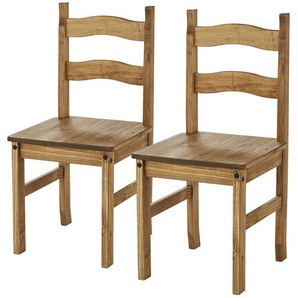 Stuhlpaar (2er-Set) - holzfarben - Materialmix - 44 cm - 107 cm - 45 cm | Möbel Kraft