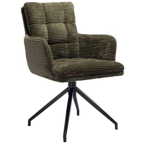 Stylife Armlehnstuhl, Olivgrün, Metall, Textil, Drehkreuz, 66x89x64 cm, Stoffauswahl, Sitzfläche 360° drehbar, Esszimmer, Stühle, Esszimmerstühle, Armlehnenstühle