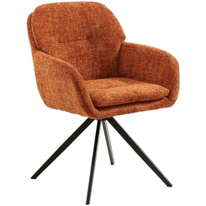 Stylife Armlehnstuhl, Orange, Schwarz, Metall, Textil, Drehkreuz, 62x82.5x66 cm, Stoffauswahl, Sitzfläche 360° drehbar, Esszimmer, Stühle, Esszimmerstühle, Armlehnenstühle