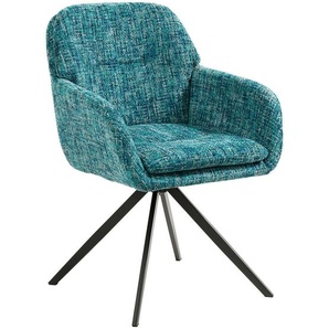 Stylife Armlehnstuhl, Blau, Schwarz, Metall, Textil, Drehkreuz, 62x82.5x66 cm, Stoffauswahl, Sitzfläche 360° drehbar, Esszimmer, Stühle, Esszimmerstühle, Armlehnenstühle