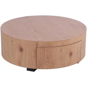 Stylife Couchtisch, Eiche, Holz, Holzwerkstoff, Eiche, furniert, 1 Schubladen, rund, 80x30x80 cm, Stauraum, Wohnzimmer, Wohnzimmertische, Couchtische, Couchtische mit Stauraum