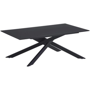 Stylife Couchtisch, Schwarz, Metall, Glas, rechteckig, Flachrohr, eckig, 65x42x115 cm, einfacher Aufbau, Wohnzimmer, Wohnzimmertische, Couchtische,