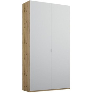 Stylife Drehtürenschrank, Grau, Eiche, Holzwerkstoff, 2 Fächer, 101x223x60 cm, Blauer Engel, Made in Germany, Goldenes M, in verschiedenen Größen erhältlich, Holzdekoren umfangreiches Zubehör Beimöbel Typenauswahl, Kinder- & Jugendzimmer, Jugendmöbel,