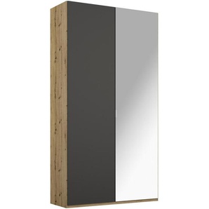 Stylife Drehtürenschrank, Graphit, Eiche, Holzwerkstoff, 2 Fächer, 101x223x60 cm, Made in Germany, Goldenes M, Blauer Engel, Typenauswahl, Beimöbel erhältlich, umfangreiches Zubehör in verschiedenen Größen Holzdekoren erhältlich, Kinder- & Jugendzimmer,