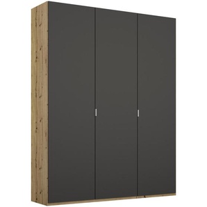 Stylife Drehtürenschrank , Graphit, Eiche , Holzwerkstoff , 4 Fächer , 151x223x60 cm , Blauer Engel, Goldenes M, Made in Germany , Typenauswahl, Beimöbel erhältlich, umfangreiches Zubehör in verschiedenen Größen Holzdekoren erhältlich , Schlafzimmer,