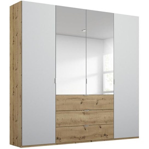 Stylife Drehtürenschrank , Grau, Eiche , Holzwerkstoff , 5 Fächer , 3 Schubladen , 201x223x60 cm , Blauer Engel, Goldenes M, Made in Germany , Typenauswahl, Beimöbel erhältlich, umfangreiches Zubehör in verschiedenen Größen Holzdekoren erhältlich , Kinder