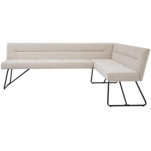 Stylife Eckbank, Schwarz, Beige, Metall, Textil, 5-Sitzer, L-Form, 225x165 cm, seitenverkehrt erhältlich, mit Rückenlehne, Esszimmer, Bänke, Eckbänke