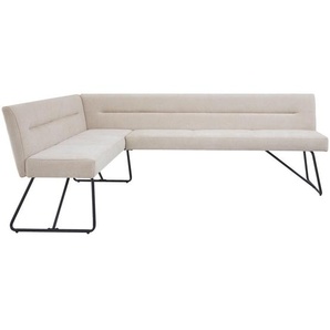 Stylife Eckbank, Schwarz, Beige, Metall, Textil, 5-Sitzer, L-Form, 225x165 cm, seitenverkehrt erhältlich, mit Rückenlehne, Esszimmer, Bänke, Eckbänke